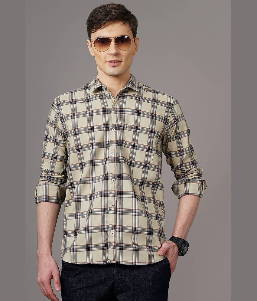 Paul Street - Beige Cotton Blend Slim Fit Men's Casual Shirt ( Pack of 1 )