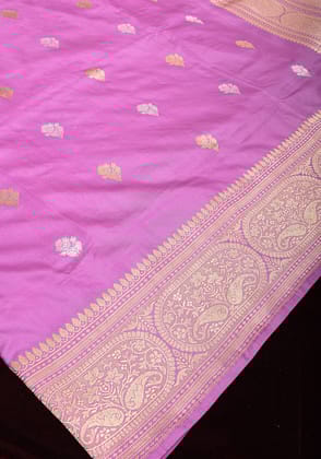 Thistle Exquisite Kadhuwa Sona Rupa Motifs Banarasi Katan Silk Saree and Ornate Zari Border | SILK MARK CERTIFIED