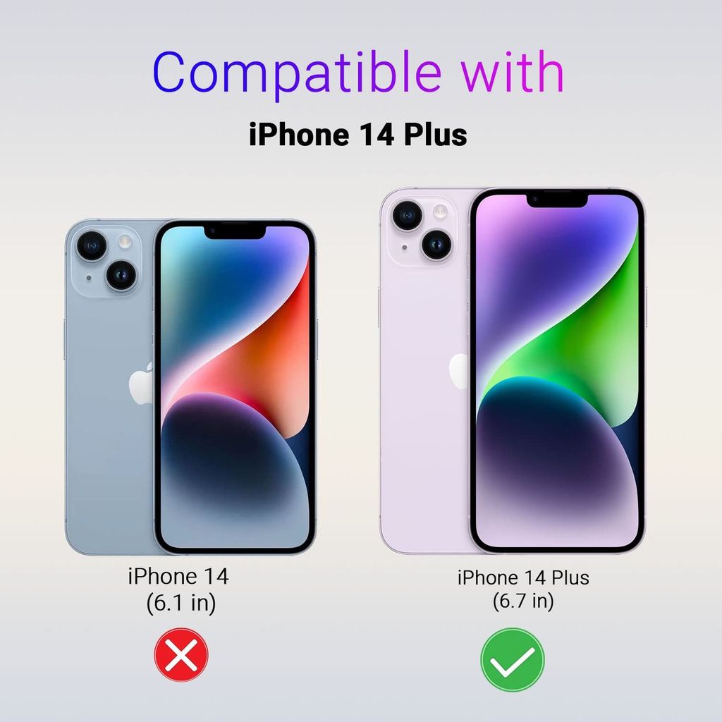 LIRAMARK Case Compatible with Apple iPhone 14 Plus (6.7 inch) with Stand & Slider Camera Military Grade Drop