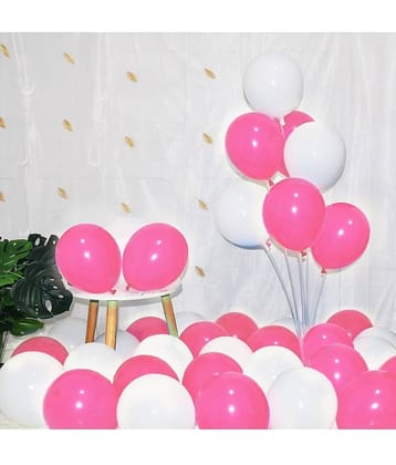 Zyozi Pink White Metallic Balloons Latex Balloons 10 Inch Helium Balloons with Ribbon for Birthday Graduation Baby Shower Wedding Anniversary Party Decorations, (Pack of 22)
