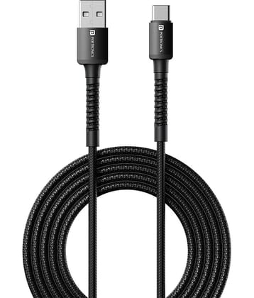 Portronics Black 3A Type C Cable 2 Meters