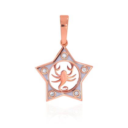 Senco Gold Scorpio Mystic Orb Diamond Pendant (0.7 gram / 0.02 Ct / HI-SI / 14K Rose Gold)