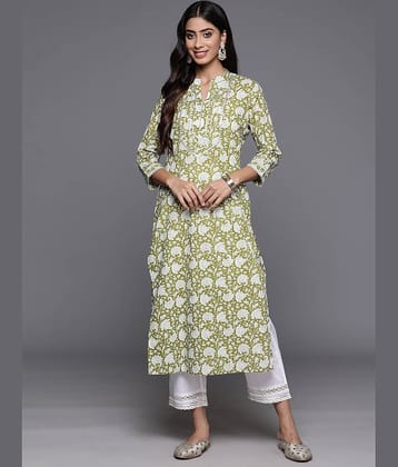 Varanga Cotton Printed Straight Women's Kurti - Green ( Pack of 1 )