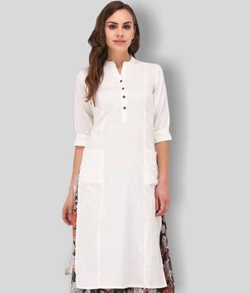 Pistaa - White Cotton Women's Straight Kurti ( Pack of 1 )