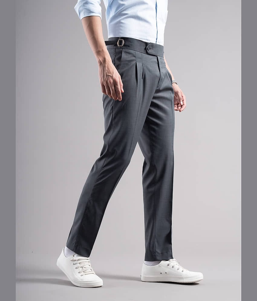 Paul Street Slim Men's Formal Trouser - Silver ( Pack of 1 )