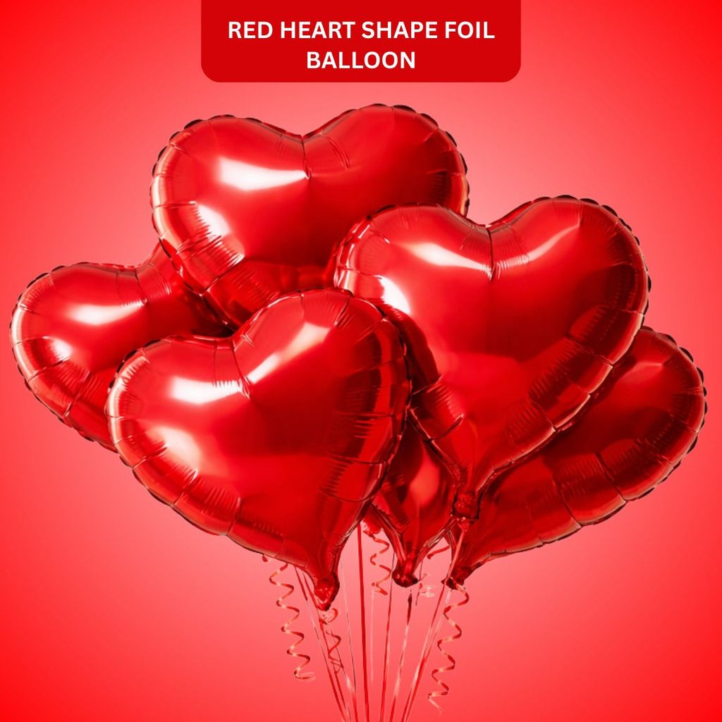 Red Heart Shape Foil Balloon Combo Pack - Helium Quality -18 inches - 4PC - Party and Festive Needs | Buy online on ZillyBuy