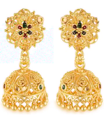 VIVASTRI Golden Jhumki Earrings ( Pack of 1 )