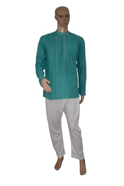 Cotton Green Full Sleeve Short Kurta 40 Size