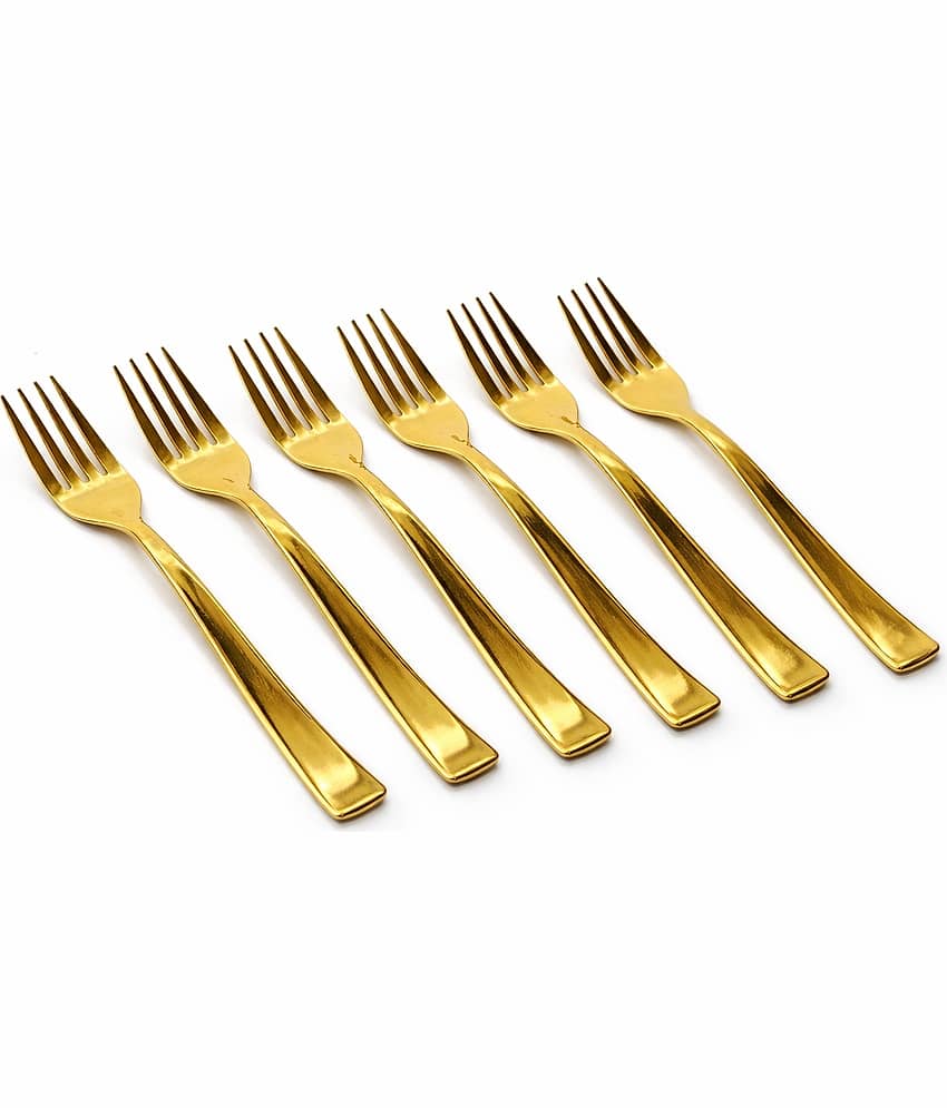 Dynore Stainless Steel Table Fork Gold ( Pack of 6 )