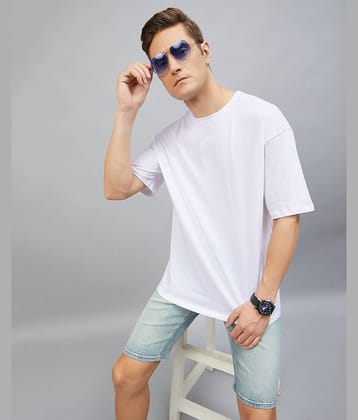 Chimpaaanzee Pack of 1 Cotton Oversized Fit Men's T-Shirt ( White )