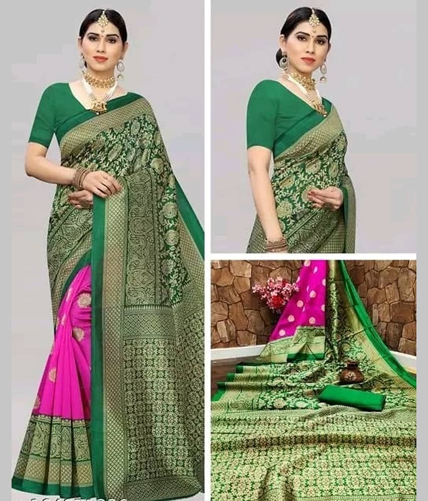 Kanooda Prints Art Silk Printed Saree With Unstitched Blouse Piece ( Multicolor )