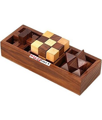 BuzyKart® 3-In-One 3D Wooden Puzzle Games Set Brain Teaser