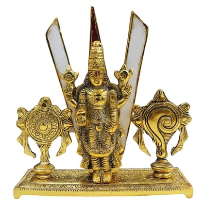 Aluminium Tirupati Balaji Statue | Lightweight Religious Home Temple Decor, Height : 8.1 Inch (ASMAS533 G)