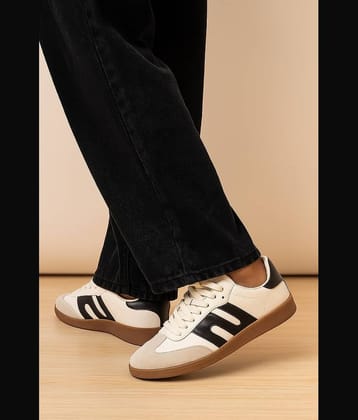 Asteroid Retro Synthetic Suede Toe Fashion Sneakers. White Men's Sneakers