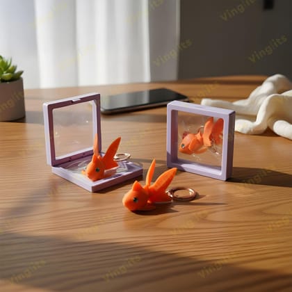 Vinglits Aqua Squad 3D Printed Keychains – Articulated Animal Toys, Pocket-Friendly Keyrings, Stress Relief Desk Toys for Kids & Adults, Collectible Accessories (Goldfish - Goldie)