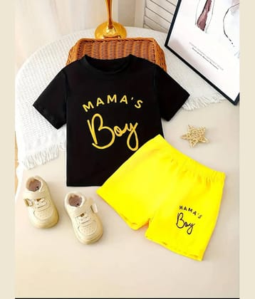 MUSNAHGARMENTS Pack of 1 Baby Boys Cotton T-Shirt & Shorts Set ( Black )