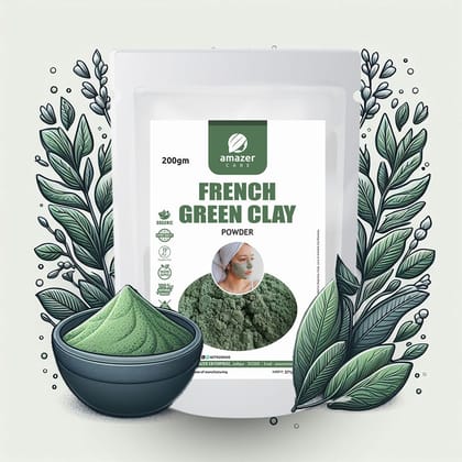 AmazerCare French Green Clay Powder | Face pack for Glowing Skin, Revitalizing & Rejuvenating | 100% Natural Face Pack-200gm