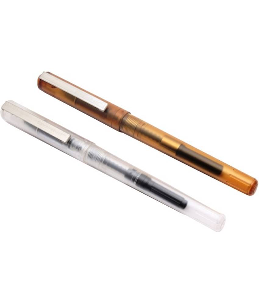 Set Of 2 - Jinhao 35 Demonstrator White & Orange Fountain Pen Fine Nib & Converter