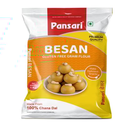 Pansari Chana Dal Besan 1 KG| Pure Quality Chana Dal Gram Flour | Protein-Rich & Gluten-Free | Ideal for Snacks, Sweets & Cooking | Stone-Ground Chana Dal Atta