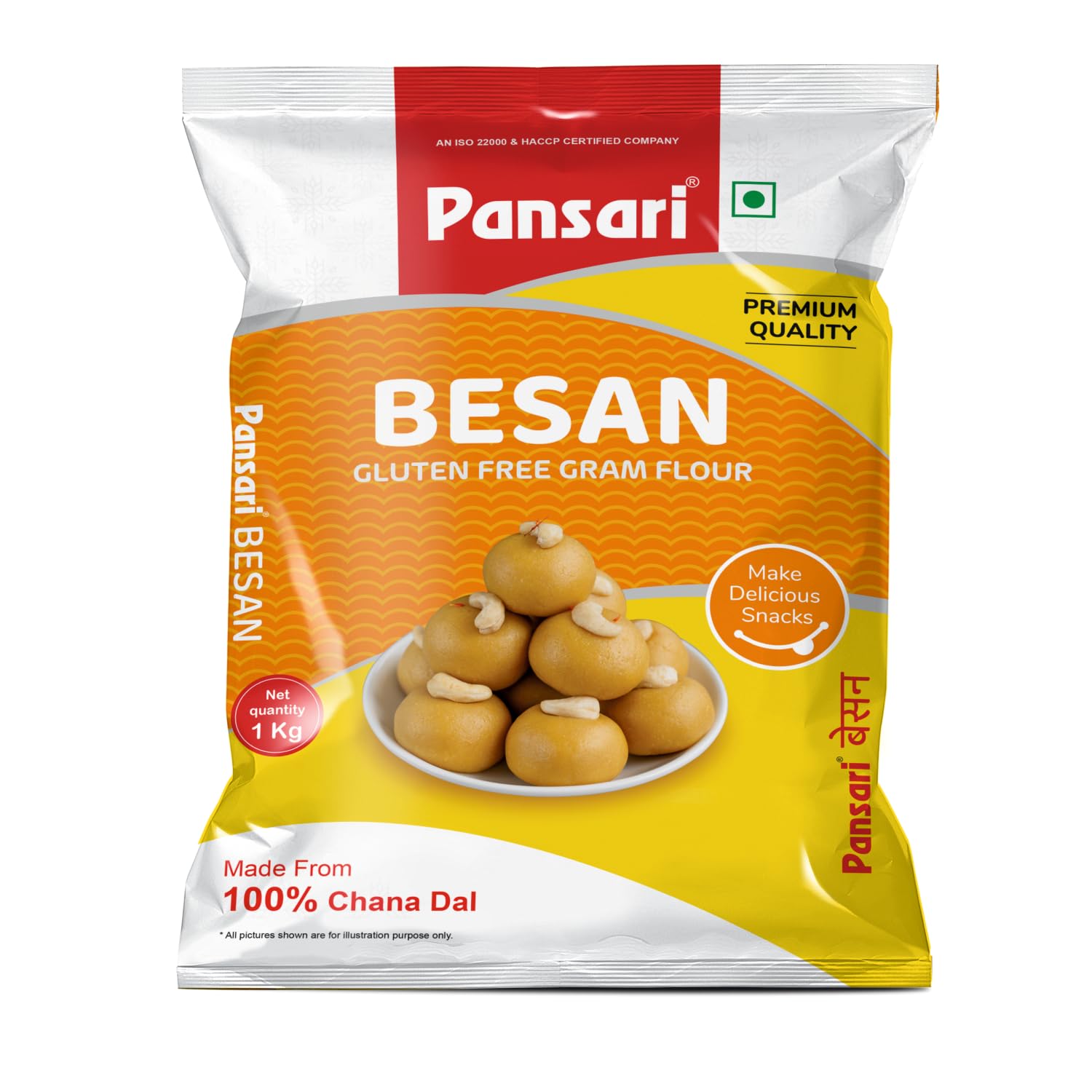 Pansari Chana Dal Besan 1 KG| Pure Quality Chana Dal Gram Flour | Protein-Rich & Gluten-Free | Ideal for Snacks, Sweets & Cooking | Stone-Ground Chana Dal Atta