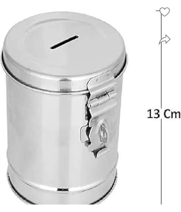Fitgo Stainless Steel Silver Piggy Bank ( Pack of 1 )