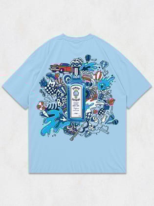 Bombay Sapphire Oversized T-Shirt-Sky Blue / S