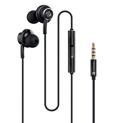Portronics Conch Sigma A in Ear 3.5mm Aux Wired Earphones with in Line HD Mic(Black)