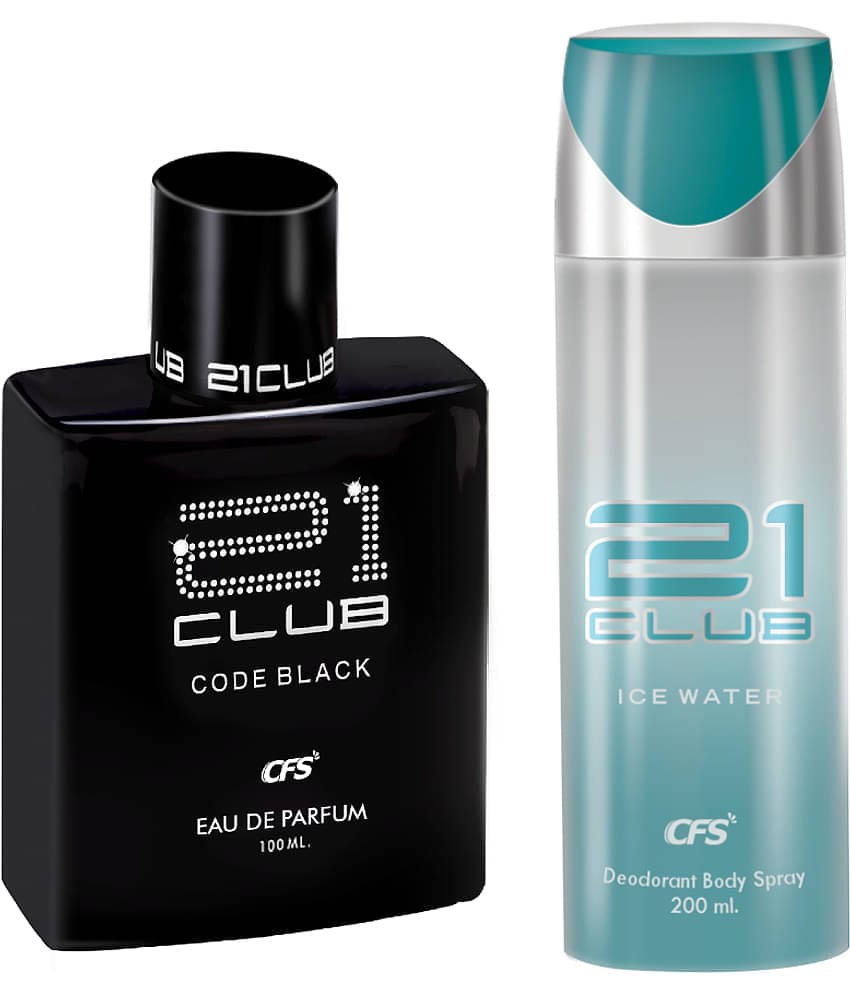 CFS 21 Code Black EDP Long Lasting Perfume & Ice Water Deodorant Body Spray