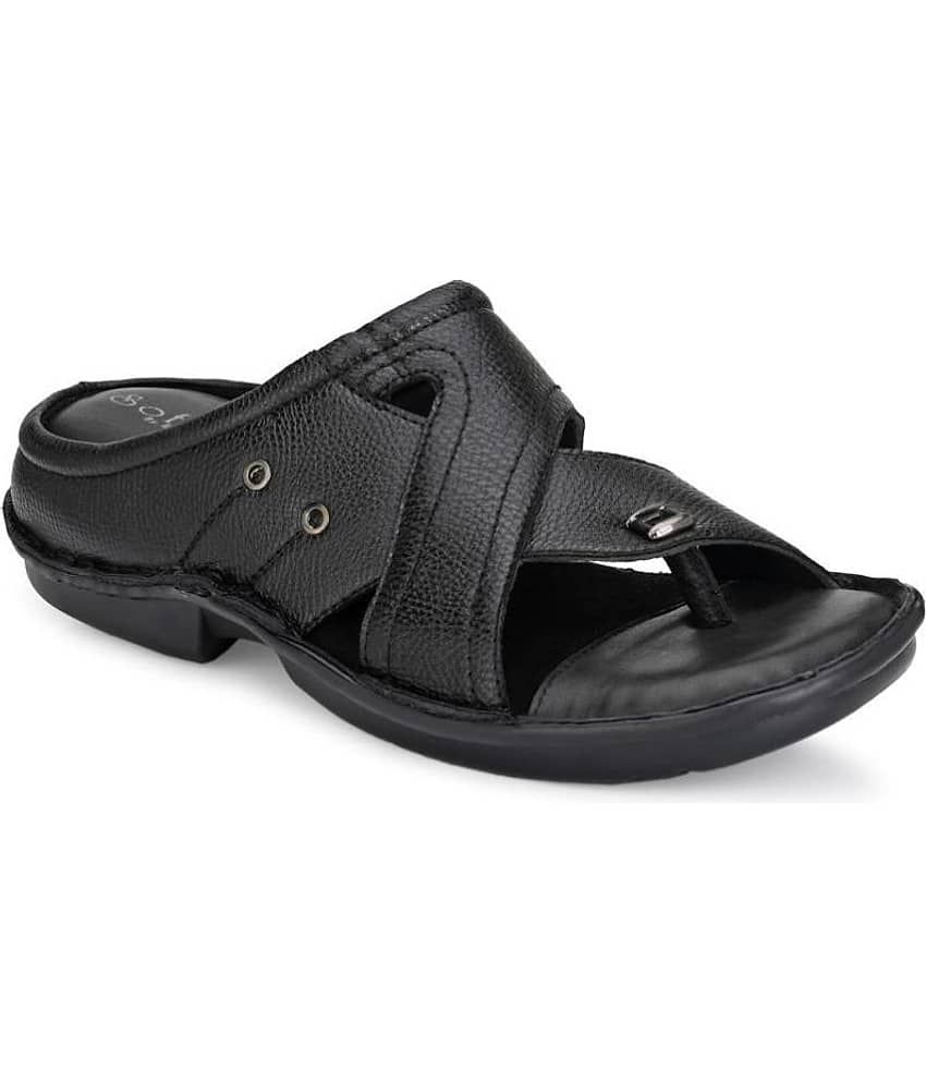 softio - Black Synthetic Leather Slipper