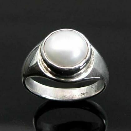 Rashi Ratna Silver Ring Real Pearl Moti Moon Gem Birthstone astrology ratan-USA-10.5 (IND-24) (Dia-20.2mm)