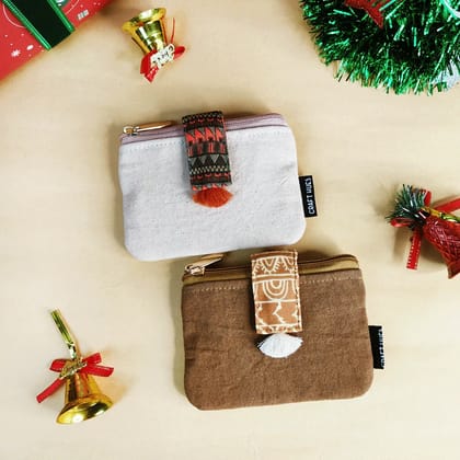 Plain Mini Wallet Combo-Beige-Mustard
