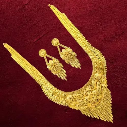 Handmade Gold-Plated Long haram Necklace with Intricate Workmanship