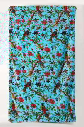 Birds of Paradise Velvet Sofa throw only- Turquoise Blue