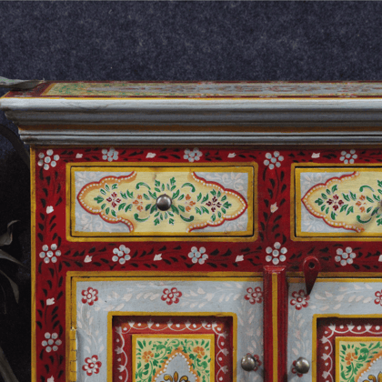 Wooden Painted Bedside-Side Cabinet With Desk Drawer