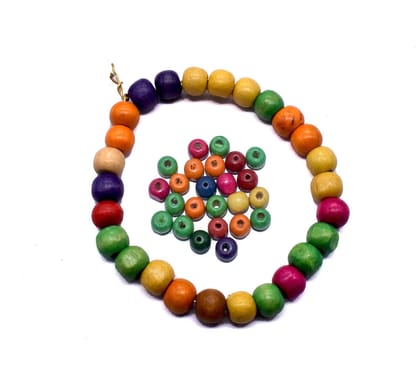 Painted Wooden Beads for Jewelry Making , BWWB-01-Per Packet of Approx 160 Pcs / 8X10 MM / Mix Color