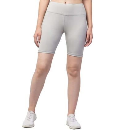 Womens Polyester Solid Above Knee High-Rise Shorts Size M (Grey)