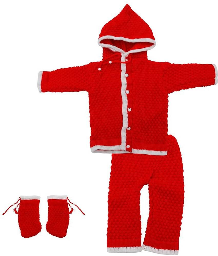 The Creators Pack of 3 Unisex for Baby Woollen Pullover ( Red )