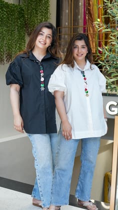 Nomi Button Detailing Shirt-Black / Fits till XL size
