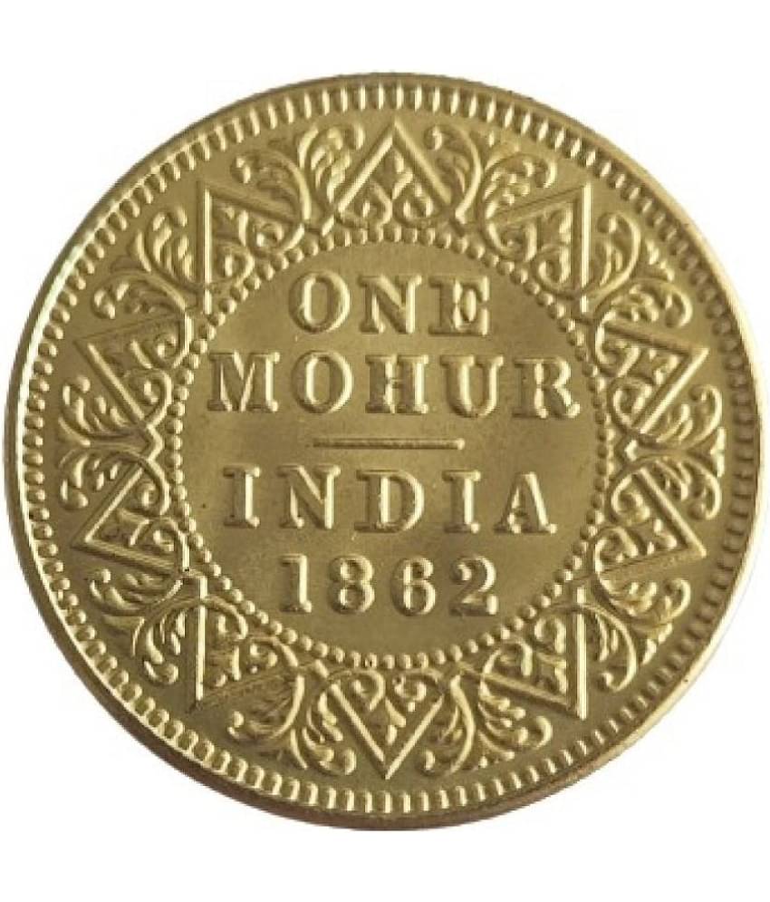 EForest - 1 Mohur 1862 Victoria Queen Gold Plated  1 Numismatic Coins