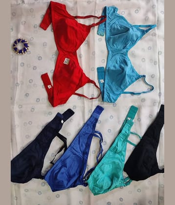 JC SUPARI Pack of 6 Cotton Blend Non Padded Everyday Bra For Women ( Multicolor )
