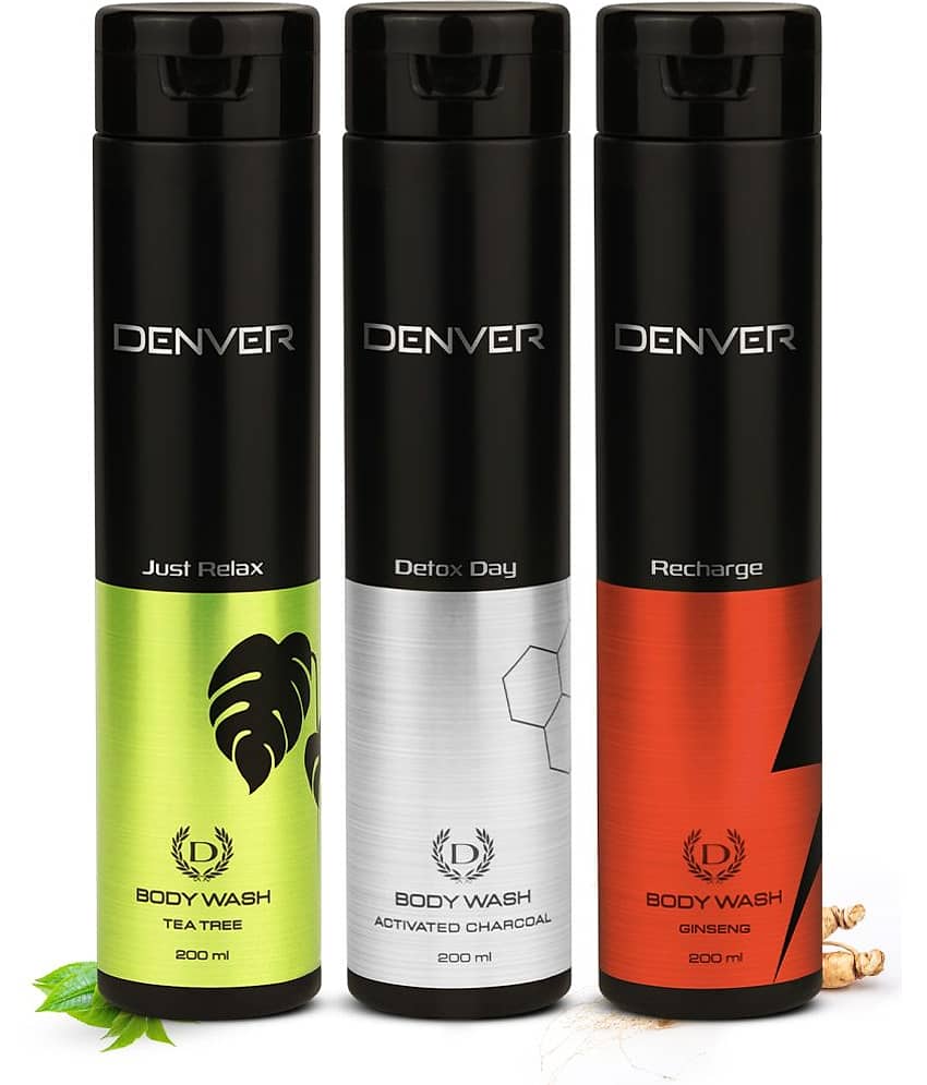 Denver Recharge , Detox & Just Relax Body Wash - 200ML Each (Combo Pack of 3)
