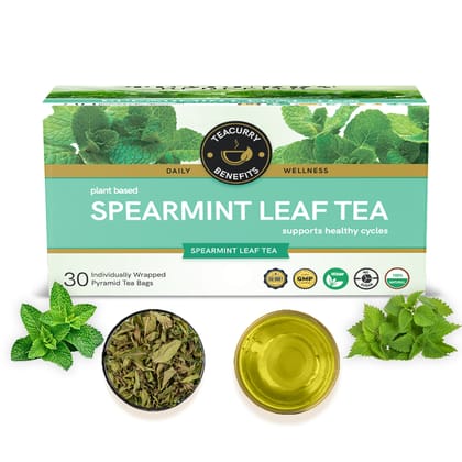 TEACURRY Spearmint Leaf Tea (1 Month Pack, 30 Tea Bags) - Helps with Hormonal Imbalance, Facial Hair, Memory TEACURRY Spearmint Leaf Tea (1 Month Pack, 30 Tea Bags) - Helps with Hormonal Imbalance, Facial Hair, Memory