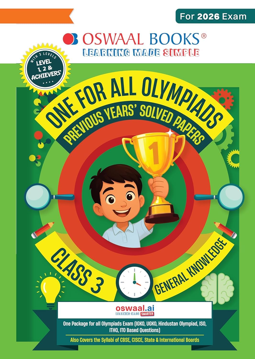 Oswaal One for all Olympiads Previous Year Paper Solved paper General Knowledge GK Class 3 Exam 2025