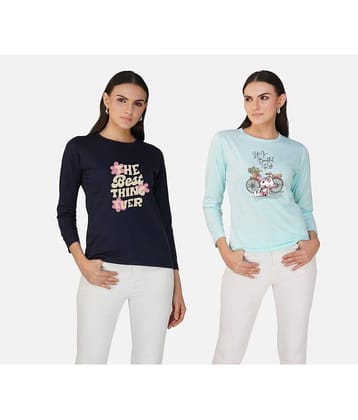 CHOZI Women Cotton Blend Printed Regular Fit Round Neck T-Shirt ( Multi Color )