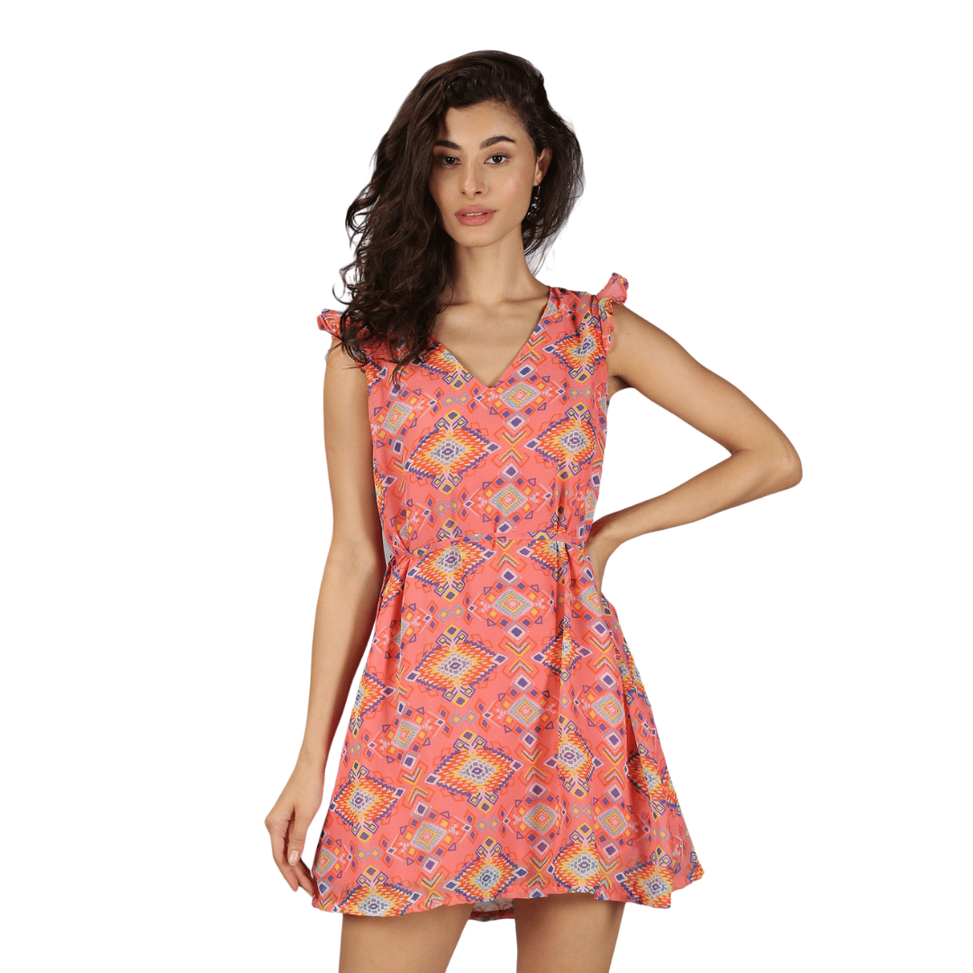 Georgette Pink Short Designer Dress