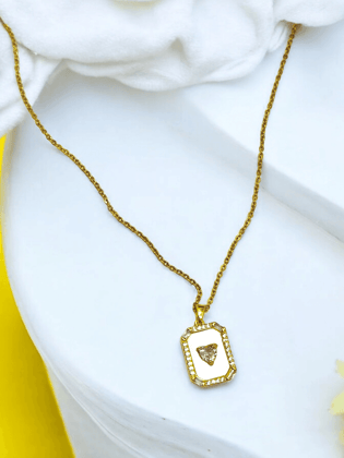 Pink Heart Gold Necklace