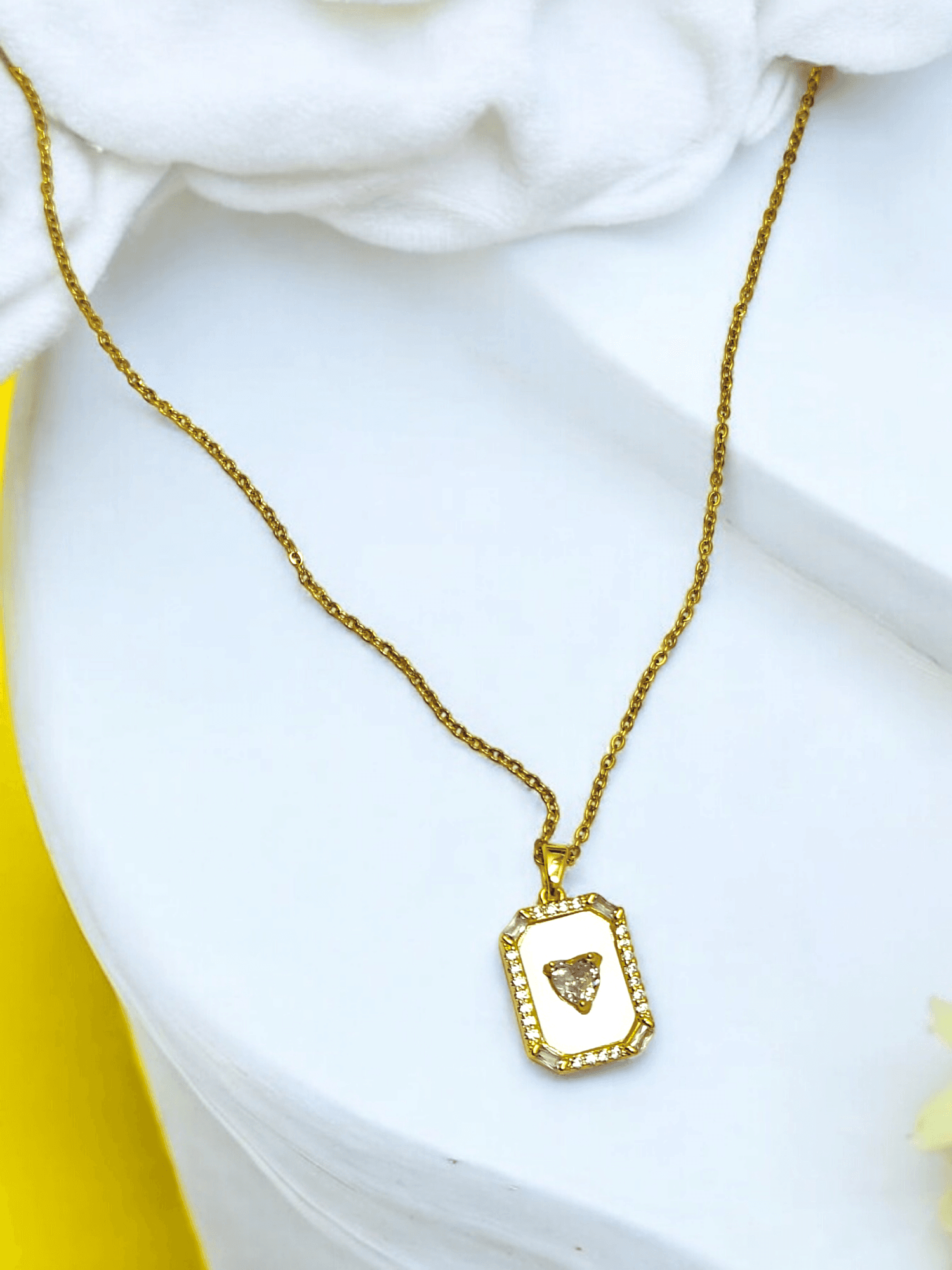 Pink Heart Gold Necklace