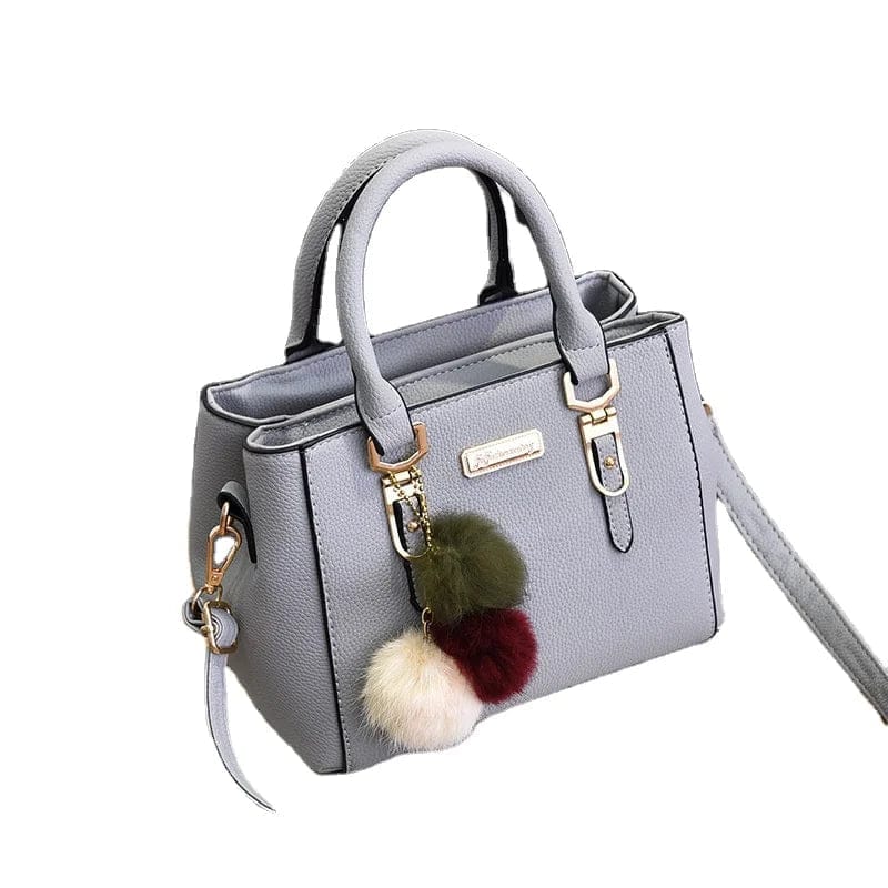 New High Quality Tri-color Small Ball Plush With Pendant Large Capacity Simple Wild Messenger Bag Handbags For Women