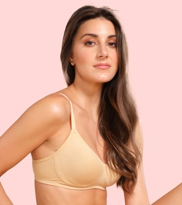 Enamor Innovations Fabcool Encircled  Side Support Shaper, Non Padded, Wirefree, High Coverage, Women's Cotton Everyday Bra  - A042 (Available in Plus Sizes) (Skin)-SKIN / 34C