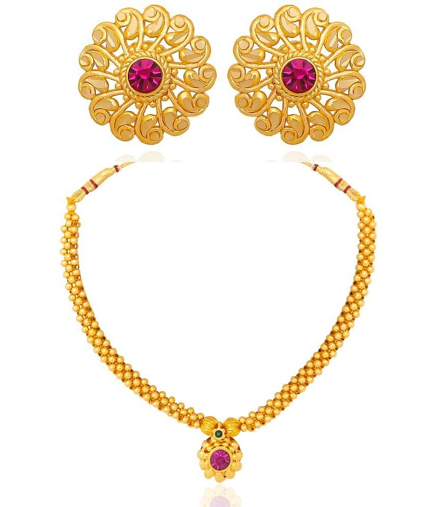 LUV FASHION White Brass Necklace Set ( Pack of 1 )